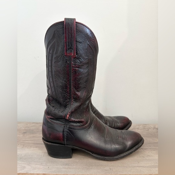 Lucchese 2000 Black Cherry Leather Western Men\'s Boots 9 D, Style T3012R4 main image 5